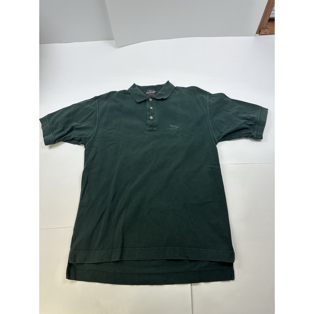 Vintage 90s Jaguar Sports Car Men's Medium Button Collar Polo Shirt Luxury